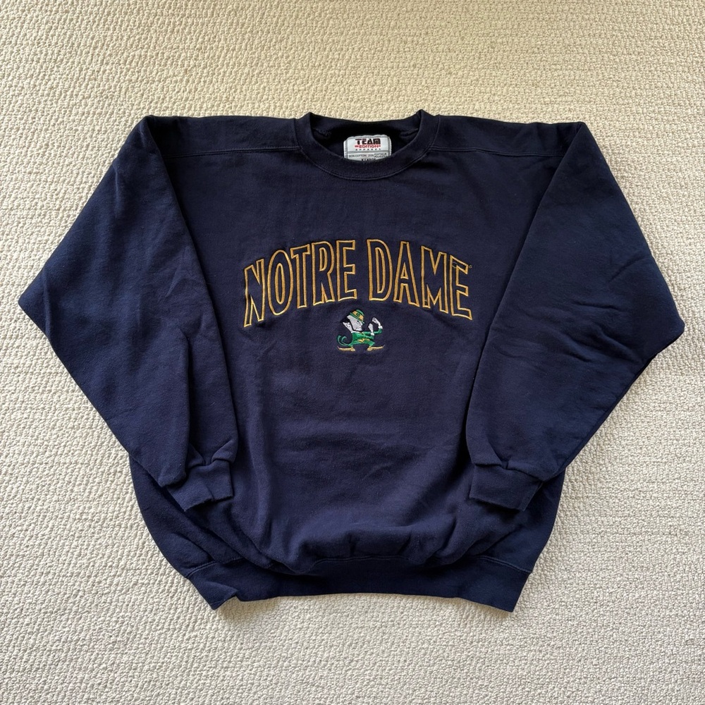 Team Apparel Notre Dame Navy Crewneck Sweatshirt with Gold Lettering